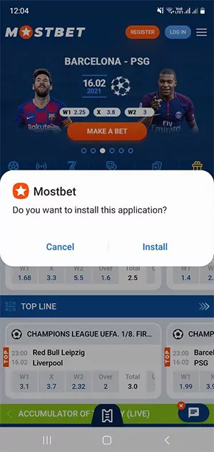 Mostbet installation process.