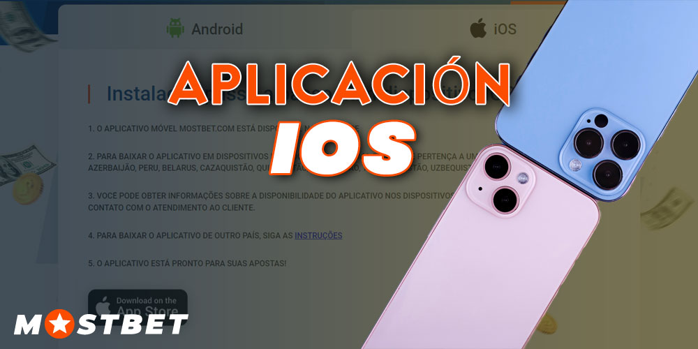 Instruções para baixar o aplicativo Mostbet para dispositivos iOS.