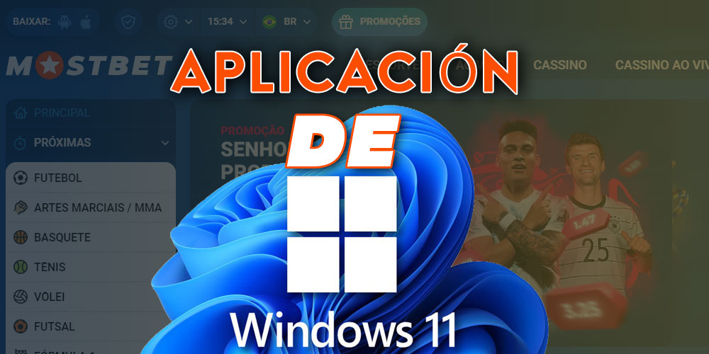 Instruções para baixar o aplicativo de apostas da Mostbet para Windows.